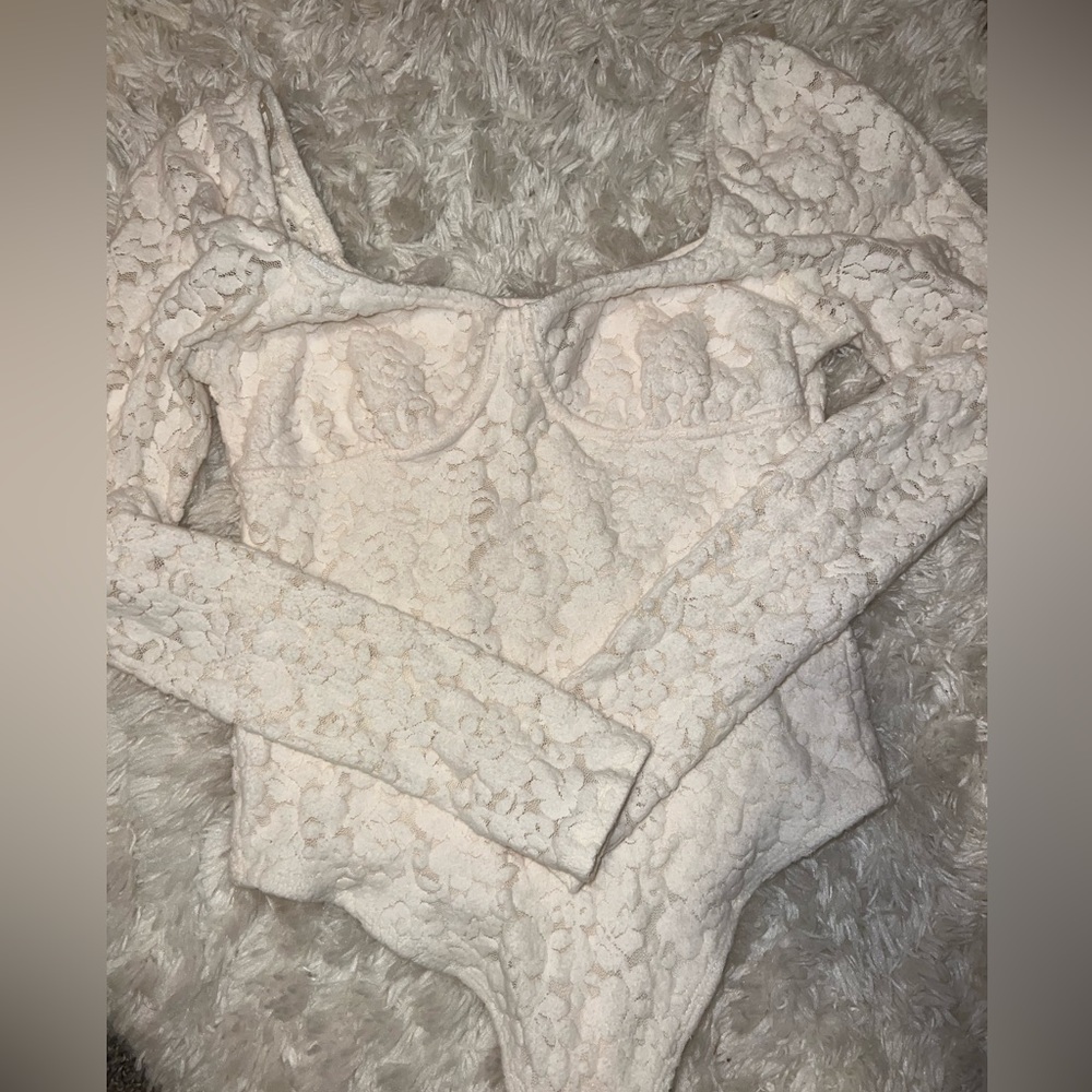 White Flower Lace Body Suit